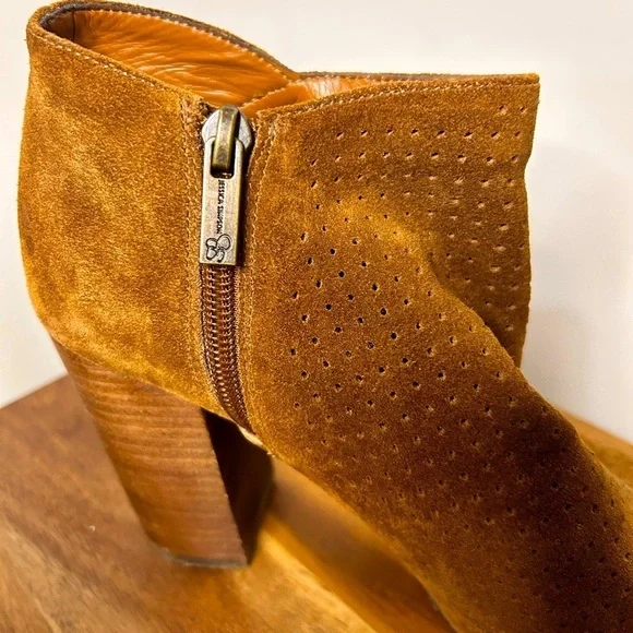 Jessica Simpson perforated suede open toe stacked heel booties - Picture 5 of 8